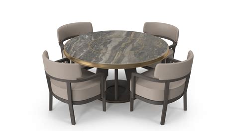 3d Model Round Dining Table Set For 4 Persons Turbosquid 1816978