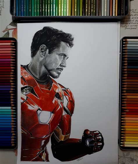 Iron Mantony Stark Graphite Drawing Ubicaciondepersonascdmxgobmx