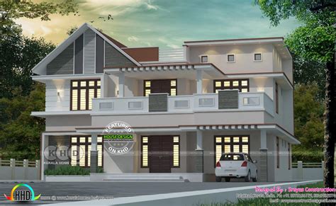 2960 Sq Ft 4 Bedroom Mixed Roof House Kerala Home Design And Floor