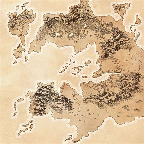 Basic Parchment Tolkien Style Fantasy Map Without Text An Entire
