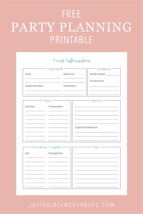 Party Planning Organized Free Printables Included