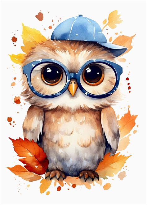 Cute Baby Owl Poster By Elz Art Displate