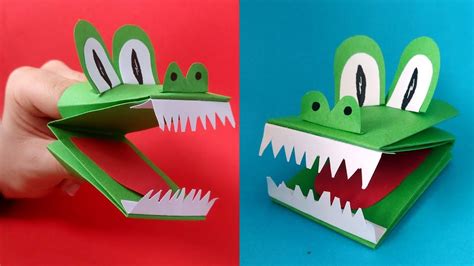 How To Make A Crocodile Paper Puppet Moving Paper Toys Insect