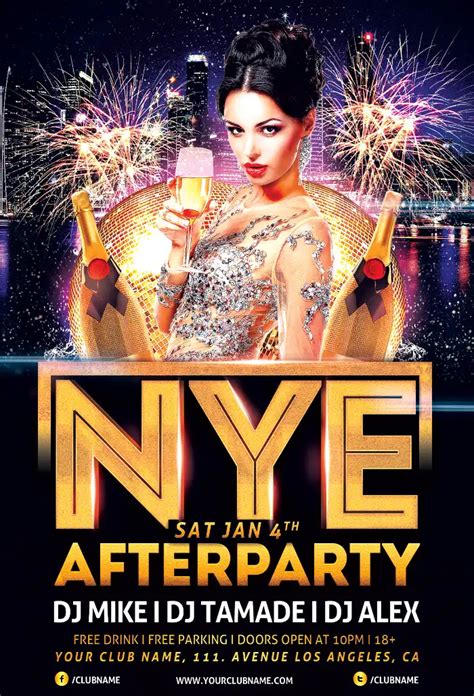 New Years Eve Afterparty Flyer Template For New Year Events