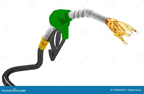 3d Illustration Nozzle Pumping Gasoline In A Tank Of Fuel Nozzle