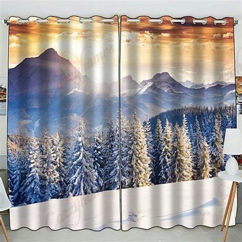 Sunset Sky Mountain Blackout Thermal Grommet Window Curtains E9b3jigr