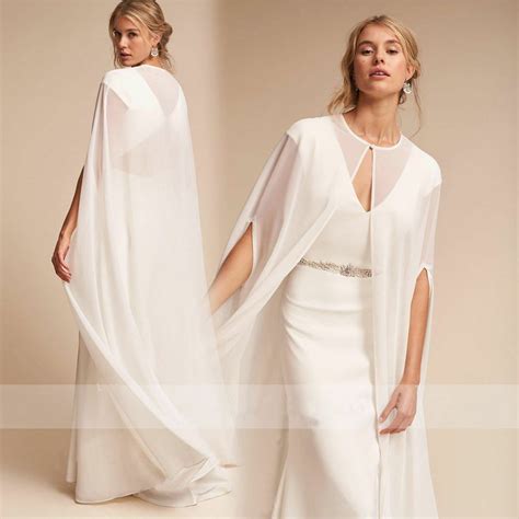 Wedding Cape Chiffon Long Floor Length Bridal Shawl Jacket Plus Size