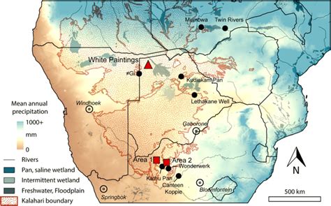 Map Of Kalahari Desert Boundary Major Cities Annual Rainfall And