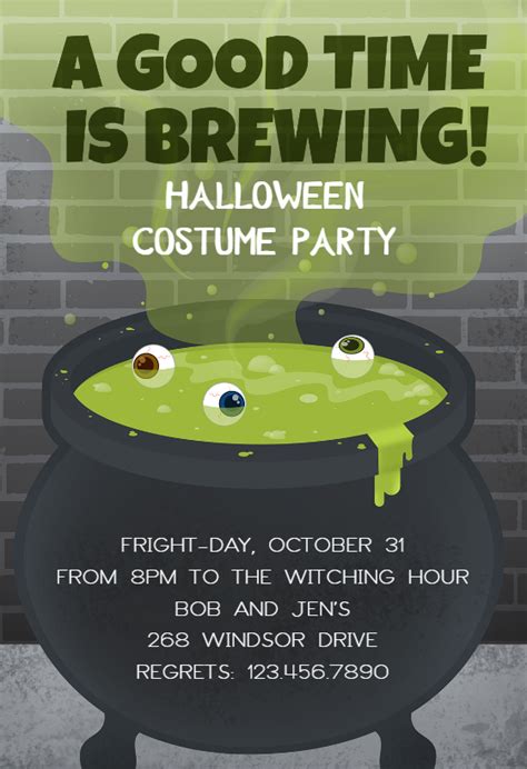 party brewing halloween party invitation template