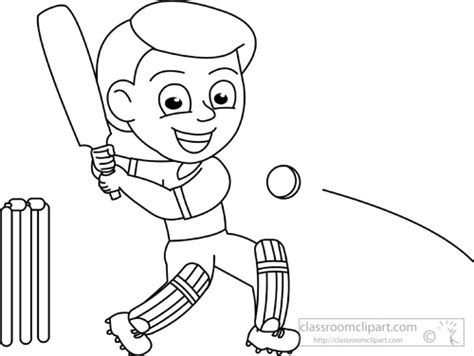 Sports Cricketoutline214 Classroom Clipart