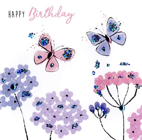 Butterflies Happy Birthday Hand Finished Greeting Card Cards