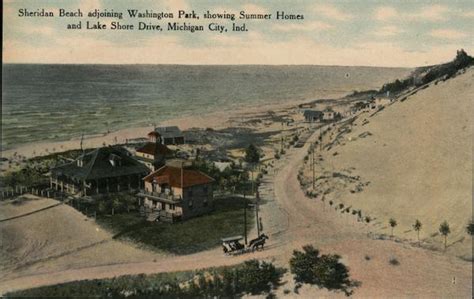 Sheridan Beach Adjoining Washington Park Michigan City In Postcard