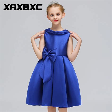 Buy L 569 Blue Bowknot Princess Dresses Kids Prom Gown