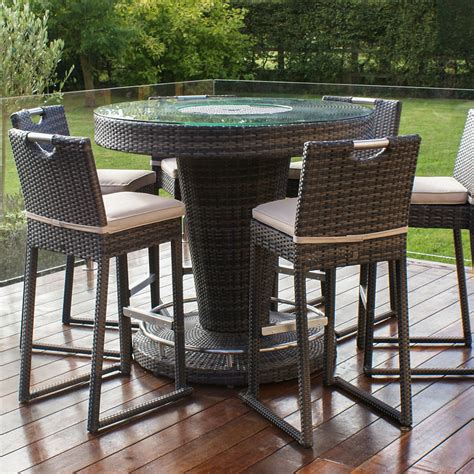 Featuring a distressed wood t. Maze Rattan Lagos Brown Garden Bar Table With Ice Bucket ...