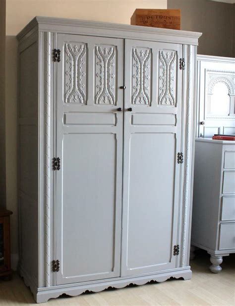 Stunning Antique Shabby Chic Painted Wardrobe Armoire In Kingston