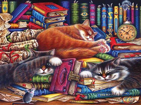 The Old Book Shop Cats 1000 Pieces Roseart Puzzle Warehouse