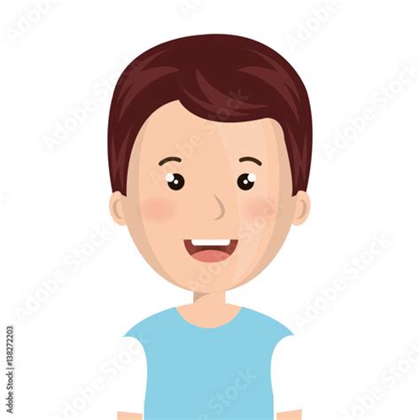 Half Body Cartoon Boy With Casual Clothes Vector Illustration Stock