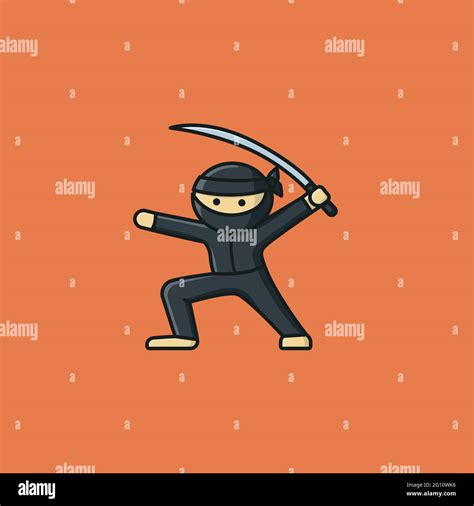 Cartoon Ninja Character Vector Illustration For Ninja Day On December 5