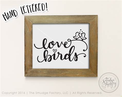 Valentine Printable Love Birds Love Design Hand Lettered Print Diy