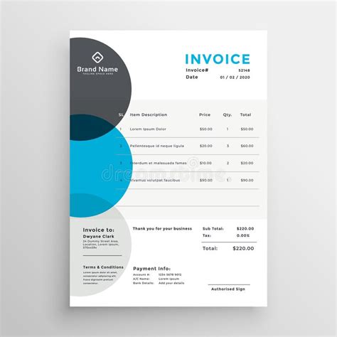 Creative Business Invoice Template Made With Circles Stock Vector