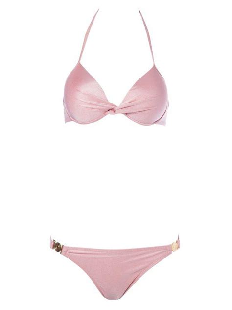 [32 Off] 2021 Push Up Solid Color Bikini Set In Pink Zaful