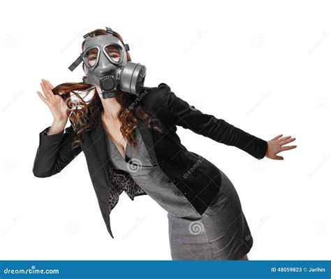 Young Adult Woman And Gas Mask Stock Image Image Of Adult Background