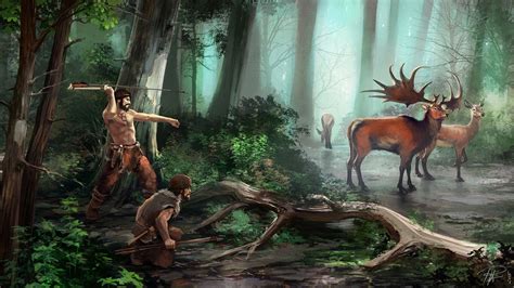 Depiction Of A Megaloceros Hunt In Upper Paleolithic Europe By Ramon