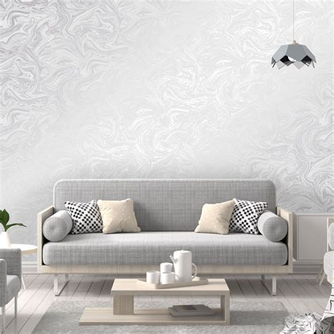 I Love Wallpaper Carrara Marble Metallic Wallpaper Soft Grey Silver