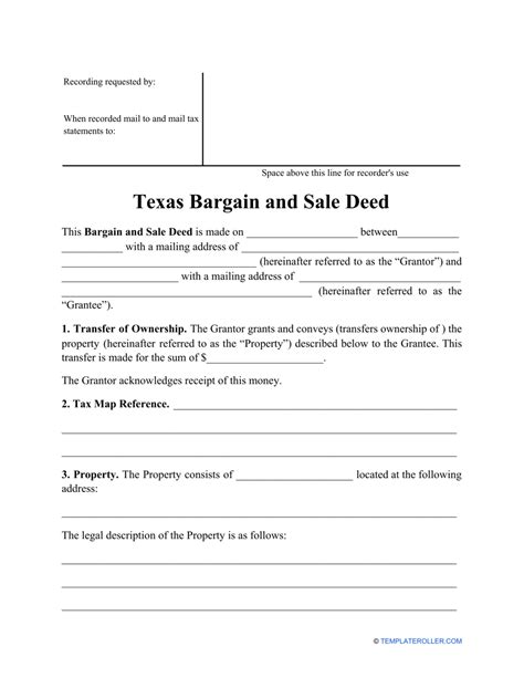 Texas Bargain And Sale Deed Form Fill Out Sign Online And Download