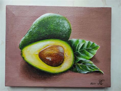 Avocado Painting Original Acrylic Artwork On Canvas Etsy