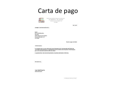 Ejemplo De Carta De Pago