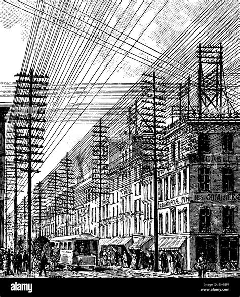 Telegraph And Telephone Wires In Philadelphia 1890 Stock Photo Alamy