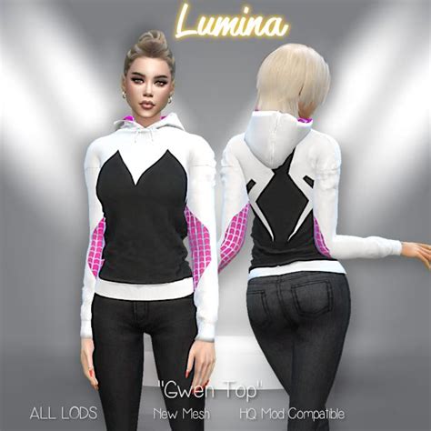 Lumina Spider Gwen Hoodie Patreon In 2023 Sims 4 The Sims 4