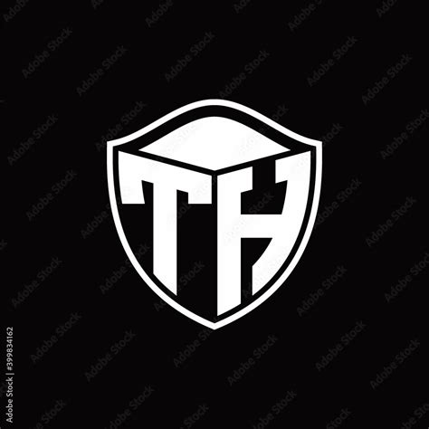 Th Logo Monogram Shield Shape With Outline Rounded Design Template