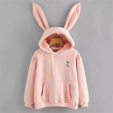 Kawaii Hoodies Harajuku Womens Long Sleeve Rabbit Hoodie Sweatshirt