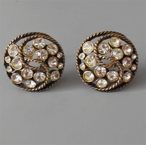 Vintage Gold Plated Cast Metal Clip Earrings By Kramer New York From