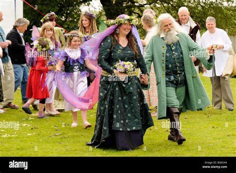 Neo Pagan Handfasting Wedding Ceremony In Hills Of North Wales Stock
