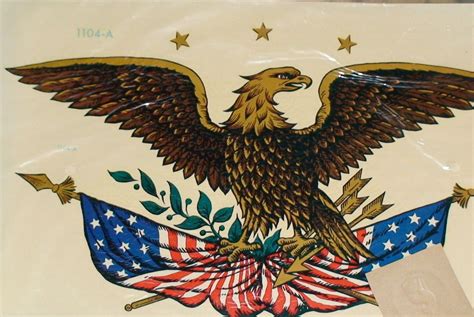 Two Vintage Patriotic American Eagle Decals New In Package Old Stock