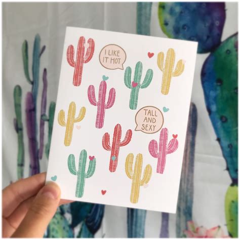 Cactus Greeting Card Colorful Saguaros Birthday Or Etsy Greeting