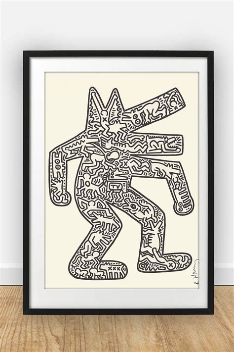 Keith Haring Dog 1985 Monochromatic Edition Thick Fine Art Etsy