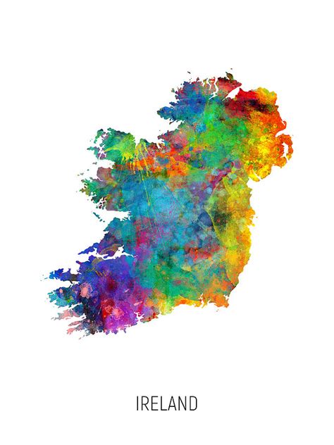 Ireland Watercolor Map Digital Art By Michael Tompsett