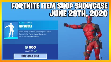 Fortnite Item Shop No Sweat Is Back June 29th 2020 Fortnite Battle