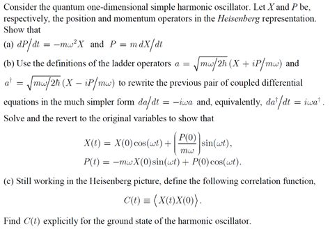 Solved Consider The Quantum One Dimensional Simple Harmonic Chegg Com