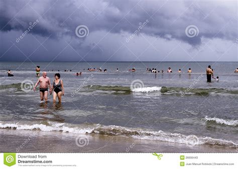 People At Mexican Beach In The Pacific Ocean Editorial