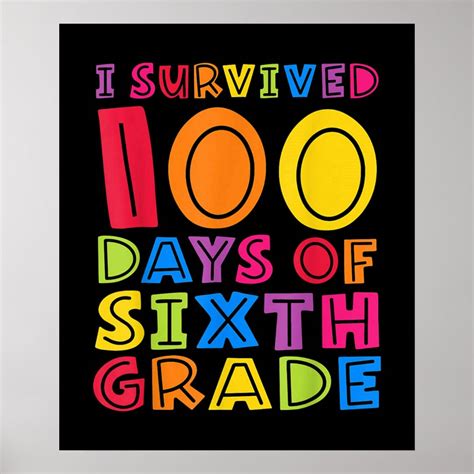 I Survived 100 Days Of Sixth Grade Poster Zazzle