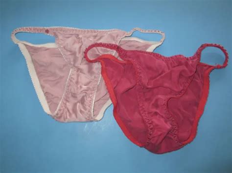 Vintage 1990s Silk Satin Low Rise String Bikini Tanga Panties Lot