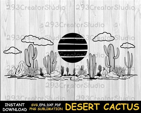 Landscape Desert Scene SVG Western Desert Cactus PNG Shirt Print