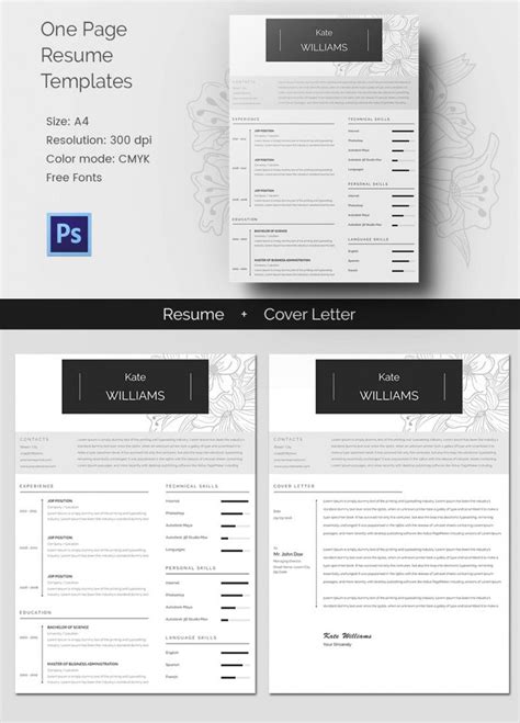 Free word cv templates, résumé templates and careers advice. 41+ One Page Resume Templates - Free Samples, Examples, & Formats Download! | Free & Premium ...