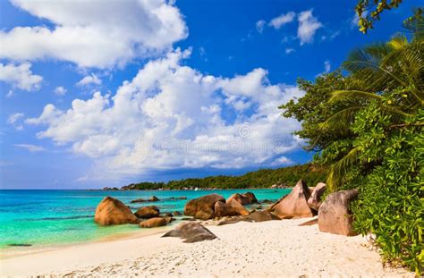 Beach Anse Lazio At Island Praslin Seychelles Stock Image Image Of