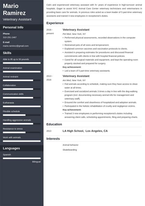 A good job description attracts the most qualified candidates. veterinary assistant resume example template cascade in 2020 | Resume layout, Resume examples ...